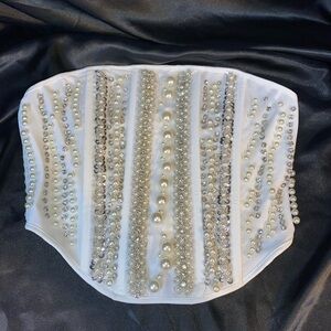 NWT Pearl and rhinestone corset like crop top!